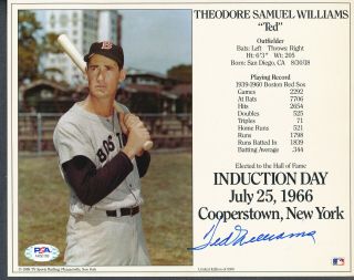 Ted Williams Red Sox Signed 8x10 Photo Autograph Auto Psa/dna Ah50189