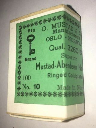 Vintage Mustad Aberdeen Fishing Hooks For Fly Tying Size 10 Qual 3260 B