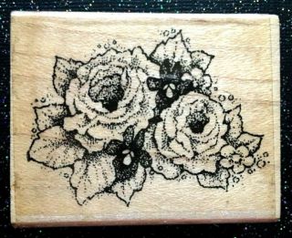 Vintage Rubber Stamp " Victorian Roses " By Stampendous 1 3/4 X 2 "