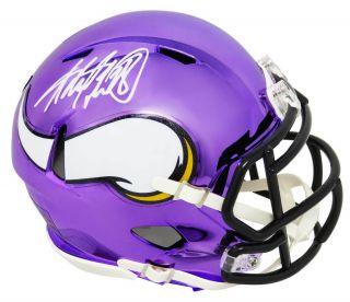 Adrian Peterson Signed Minnesota Vikings Chrome Riddell Speed Mini Helmet - Ss