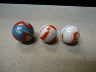 3 Vintage Alley Agate Co.  Or West Virginia Swirl Marbles 9/16 To 5/8,