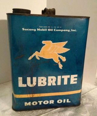 Vintage Socony Mobil Oil Lubrite 2 Gallon,  Pegasus