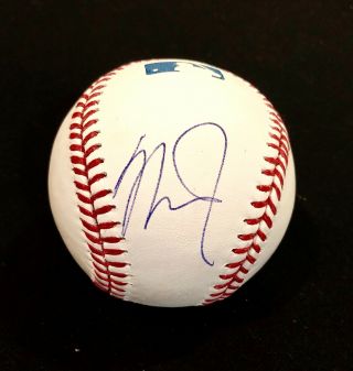 Mike Trout Autographed Hand Signed O.  M.  L.  Baseball L.  A.  Angels W/coa & Cube
