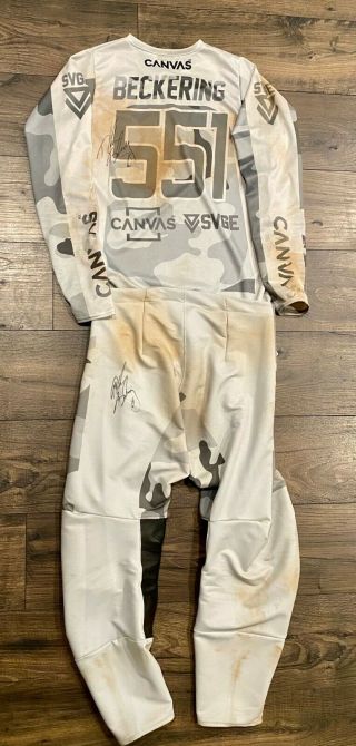 Dereck Beckering Autographed Race Worn Jersey & Pants From Fmx Fite Klub Event