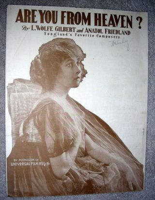 1917 Are You From Heaven? Vintage Sheet Music By Gilbert,  Friedland
