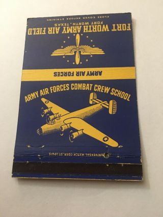 Vintage Matchbook Cover Matchcover US Army Air Field Fort Worth TX Unstruck 2