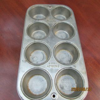 Vintage Ekcoloy Silver Beauty 8 Mini Muffin Or Cupcake Pan W/ 2 In.  Cup T800 - 8