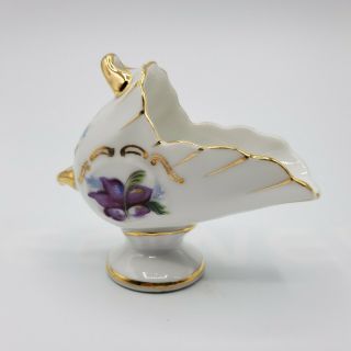 Vintage Porcelain Sugar Scuttle Lilac Yellow Gold Trim Floral Japan