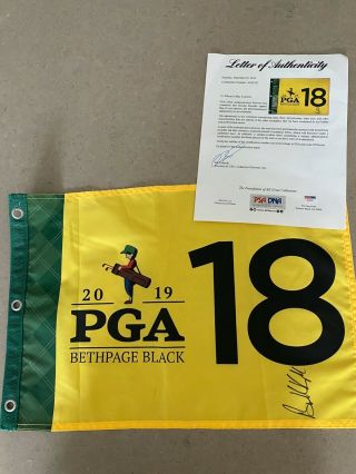 Brooks Koepka Autographed 2019 Pga Championship Bethpage Flag Psa Authenticated