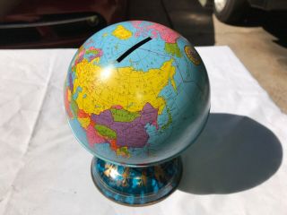 Vintage Ohio Art Tin Litho World Globe Bank