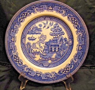 Vintage Blue Willow Dinner Plate By Alfred Meakin,  England