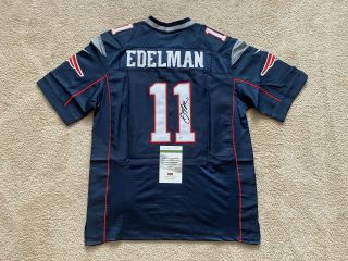 Julian Edelman Signed Autographed England Patriots Blue Jersey - 44 - W/coa