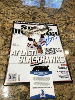 Jonathan Toews Signed 6/21/10 No Label Sports Illustrated Beckett Blackhawks