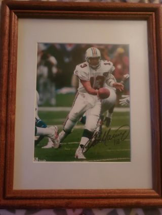Dan Marino Miami Dolphins Signed 8x10 Authentic Nfl Picture In Walnut Frame