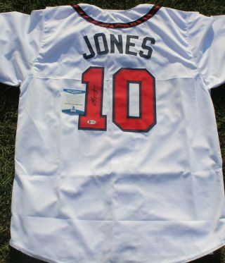 Chipper Jones Signed Custom Atlanta Braves Jersey W/beckett Hall Of Fame