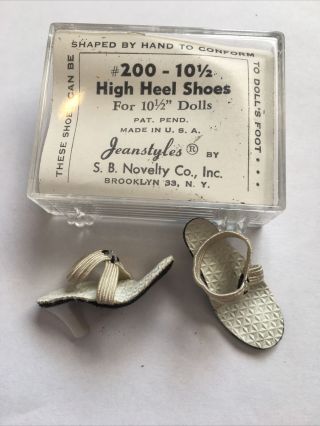 Vintage 200 10 1/2 " High Heel Doll Shoes Jeanstyles By S.  B.  Novelty White
