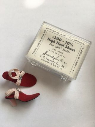 Vintage 200 10 1/2 " High Heel Doll Shoes Jeanstyles By S.  B.  Novelty Red Pink