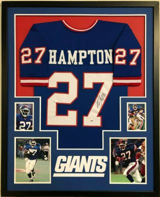 Framed York Giants Rodney Hampton Autographed Signed Jersey Psa