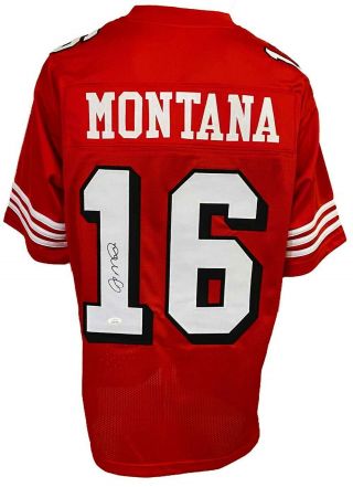 San Francisco 49ers Joe Montana Autographed Pro Style Red Jersey Jsa Authenti.
