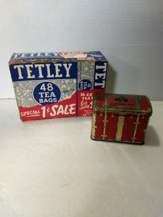 Vintage Cardboard Tetley Tea Box & Swee - Touch - Nee Tea Tin Treasure Chest