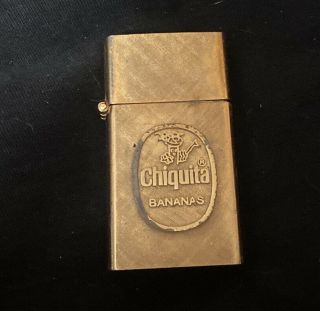 Vintage Lighter Chiquita Bananas 14k Gold Plated Adjust - A - Light Slim Butane Usa