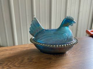 Vintage Glass Dish - Chicken Lid