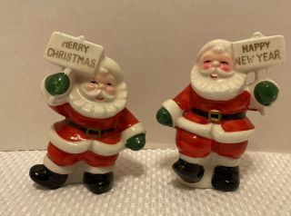 Vintage 1950’s Christmas Decorations Santa Salt And Pepper Shakers