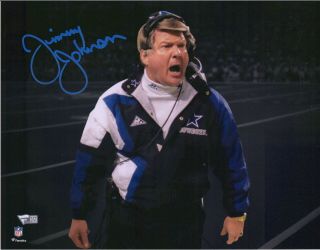 Jimmy Johnson Dallas Cowboys Autographed 11 " X 14 " Coaching Photograph