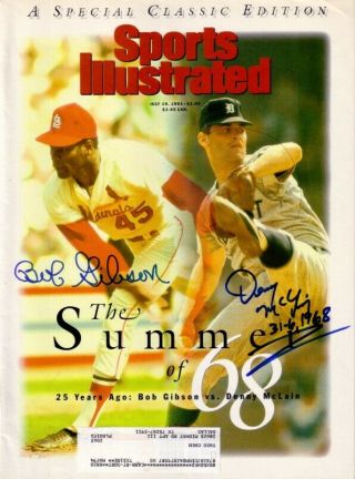 Bob Gibson Denny Mclain Autographed Signed Autograph 1993 Sports Illustrated Mm