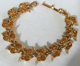 Rare Vintage Estate Gold Fashion Topaz Cute Flower Bracelet 7.  5 " As66
