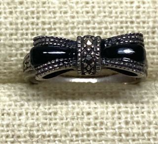 Marked Smw 925 Sterling Silver Vintage Black Onyx Ring Sz 6 3/4 Southwestern 8/4