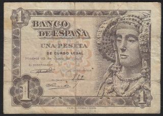 1948 1 Peseta Spain Rare Vintage Paper Money Spanish Banknote Currency Note F