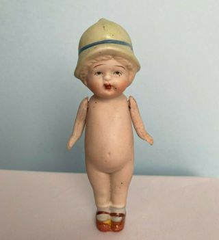 Vintage Nippon Jointed Bisque Boy Doll Hand Painted