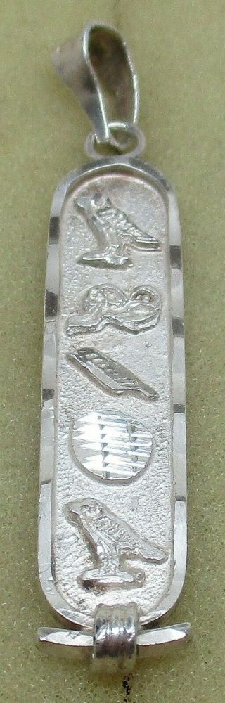 Vintage 925 Sterling Silver Thick Egyptian Cartouche Pendant Gorgeous,  L@@k