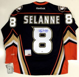 Teemu Selanne Anaheim Ducks Signed Jersey With " A " Psa/dna In The Presence