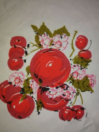 Vtg 40s 50s Printed Cotton Tablecloth 68 " X 54 " Red/pink/green Cherries - -