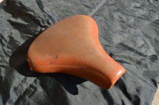 Vintage Persons Bicycle Seat Brown For Ratrod Or Classic Vinyl Seat