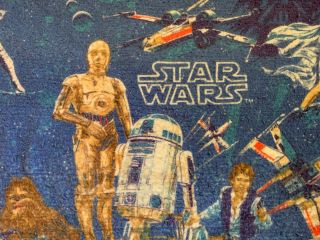 Vintage 1977 Stars Wars Fleece Blanket Rare Pattern Luke Skywalker Hans Solo