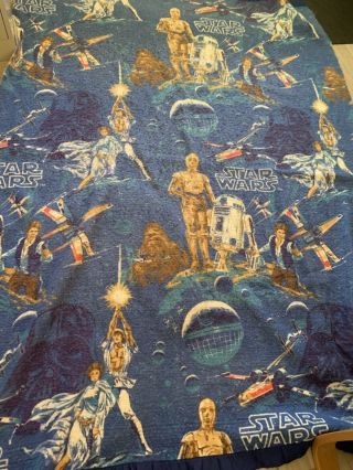 VINTAGE 1977 Stars Wars Fleece Blanket Rare pattern Luke Skywalker Hans Solo 2