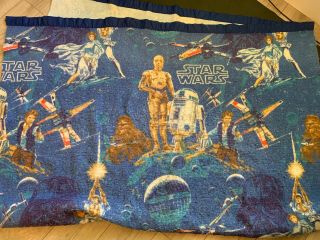 VINTAGE 1977 Stars Wars Fleece Blanket Rare pattern Luke Skywalker Hans Solo 3