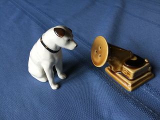 Vintage Ceramic Rca Dog “nipper” / Phonograph Salt And Pepper Shakers (japan)