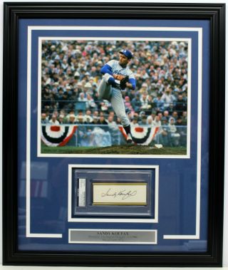 Sandy Koufax Signed Autographed Cut Framed Los Angeles Dodgers Psa/dna Slabbed