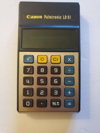 Vintage Canon Palmtronic Ld - 81 Calculator Green Led Computer W/ Case B1b