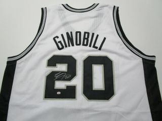 Manu Ginobili / San Antonio Spurs / Autographed Spurs White Custom Jersey /