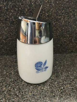 Vintage 1970 ' s Corning Blue Cornflower Sugar Shaker Dispenser Gemco Starline 2
