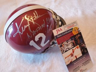 Ken Stabler Signed Alabama Crimson Tide Mini Helmet Jsa Inscription Raiders