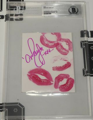 Maryse Ouellet Signed W/ Lip Print Kiss Photo Card Bas Beckett Wwe Autograph