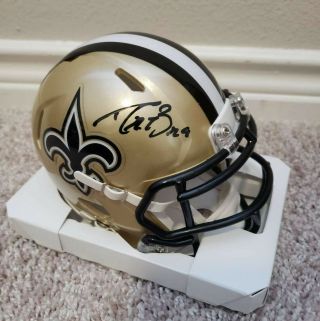 Drew Brees Autographed,  Signed Orleans Saints Mini Helmet Brees Holo