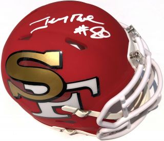 Jerry Rice 80 Signed San Francisco 49ers Amp Mini Helmet Psa/dna Bowl Hof