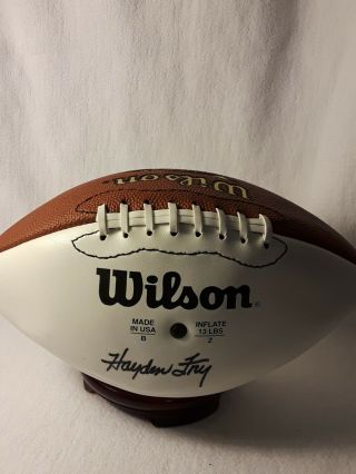 Hayden Fry Autographed Football